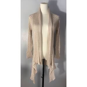Boho Cottagecore Cream Knit Draped Waterfall Cardigan Sz S Summer Beach
